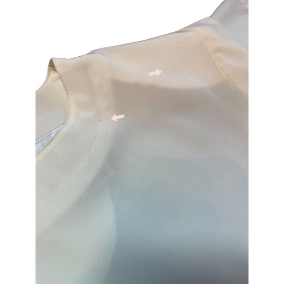 Vintage 80s Claudia Richard Blouse Ivory White Short Sleeve Keyhole‎ Career 14 - Picture 5 of 11